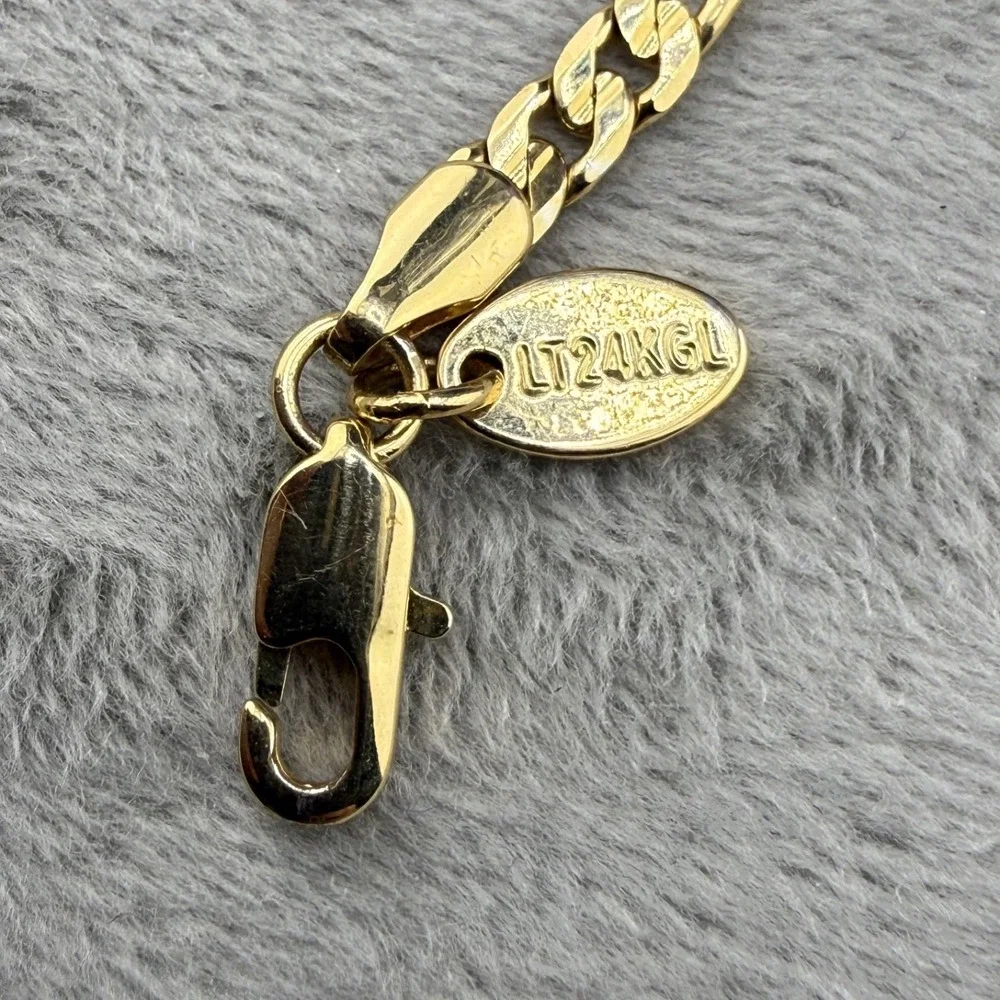 Vintage LifeTime Bracelet Gold Figaro Chain 24KT GL 9